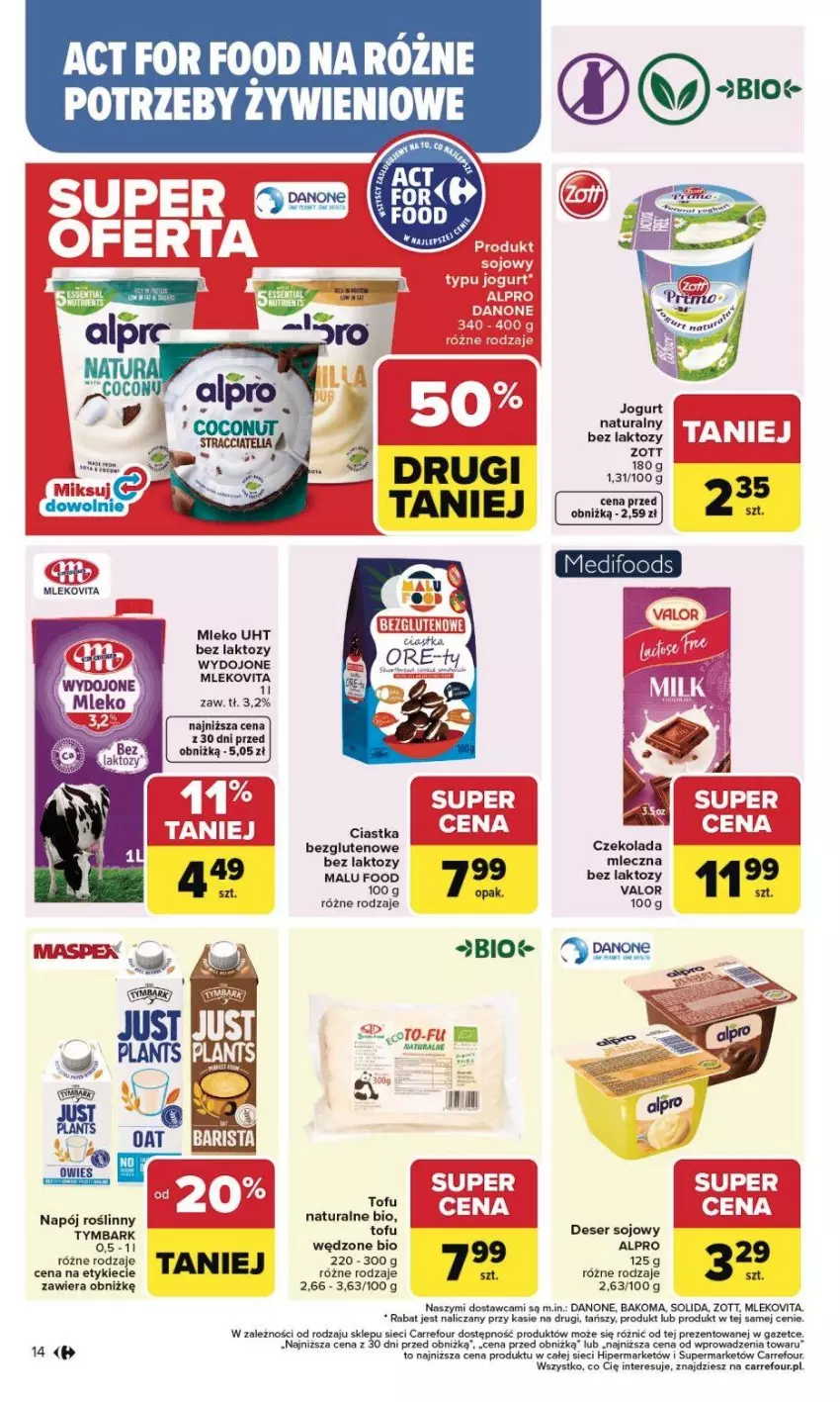 Gazetka promocyjna Carrefour - Gazetka Carrefour, Market od poniedziałku! - ważna 02.02 do 07.02.2026 - strona 17 - produkty: Bakoma, Ciastka, Danone, Deser, Jogurt, Mleko, Mlekovita, Napój, Napój roślinny, Ser, Tymbark, Zott