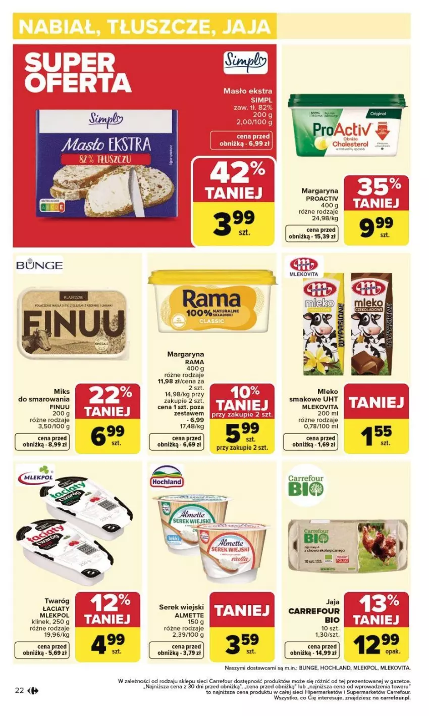 Gazetka promocyjna Carrefour - Gazetka Carrefour, Market od poniedziałku! - ważna 02.02 do 07.02.2026 - strona 25 - produkty: Almette, Finuu, Hochland, Margaryna, Masło, Mleko, Mlekovita, Rama, Ser, Serek, Serek wiejski