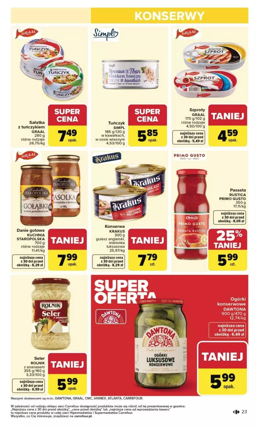 Gazetka promocyjna Carrefour - Gazetka Carrefour, Market od poniedziałku! - ważna 02.02 do 07.02.2026 - strona 26 - produkty: Ananas, Danie gotowe, Dawtona, Gra, Graal, Kawa, Krakus, Kuchnia, Ogórki konserwowe, Rolnik, Rust, Sałat, Sałatka, Ser, Sos, Tuńczyk