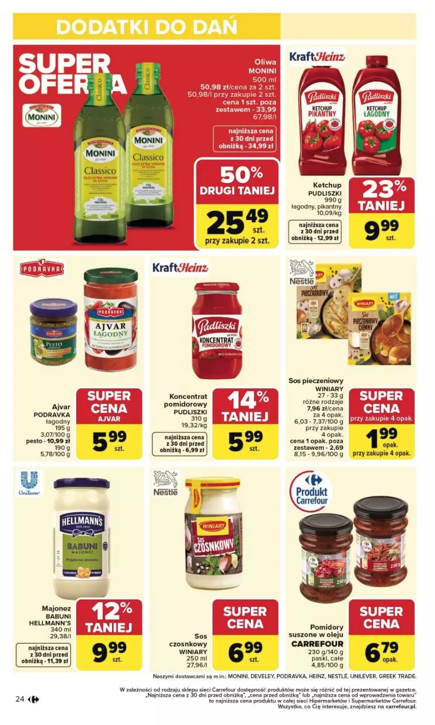 Gazetka promocyjna Carrefour - Gazetka Carrefour, Market od poniedziałku! - ważna 02.02 do 07.02.2026 - strona 27 - produkty: Gin, Gra, Heinz, Ketchup, Koc, Majonez, Monini, Olej, Piec, Podravka, Pomidory, Pudliszki, Sos, Sos pieczeniowy, Winiary