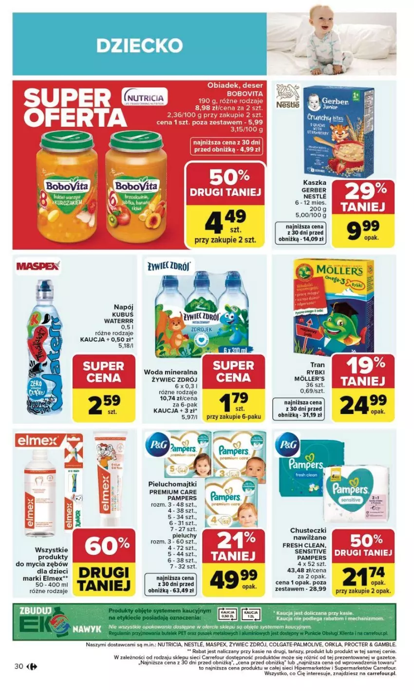 Gazetka promocyjna Carrefour - Gazetka Carrefour, Market od poniedziałku! - ważna 02.02 do 07.02.2026 - strona 33 - produkty: Chusteczki, Colgate, Elmex, Gerber, Kubuś, Kubuś Waterrr, LG, Majtki, Napój, Palmolive, Pampers, Pieluchomajtki, Tran, Woda, Woda mineralna