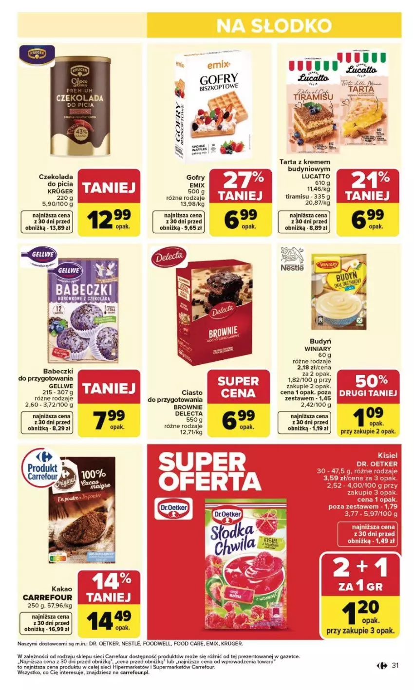 Gazetka promocyjna Carrefour - Gazetka Carrefour, Market od poniedziałku! - ważna 02.02 do 07.02.2026 - strona 34 - produkty: Brownie, Budyń, Czekolada, Delecta, Dr. Oetker, Gofry, Kakao, Tarta, Winiary