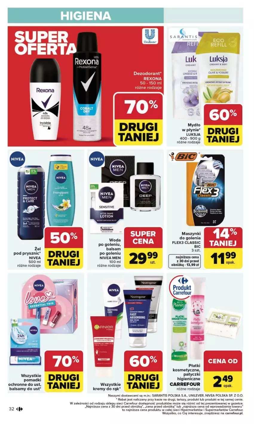Gazetka promocyjna Carrefour - Gazetka Carrefour, Market od poniedziałku! - ważna 02.02 do 07.02.2026 - strona 35 - produkty: Luksja, Mydło, Nivea, Nivea Men, Płatki kosmetyczne, Rexona, Woda