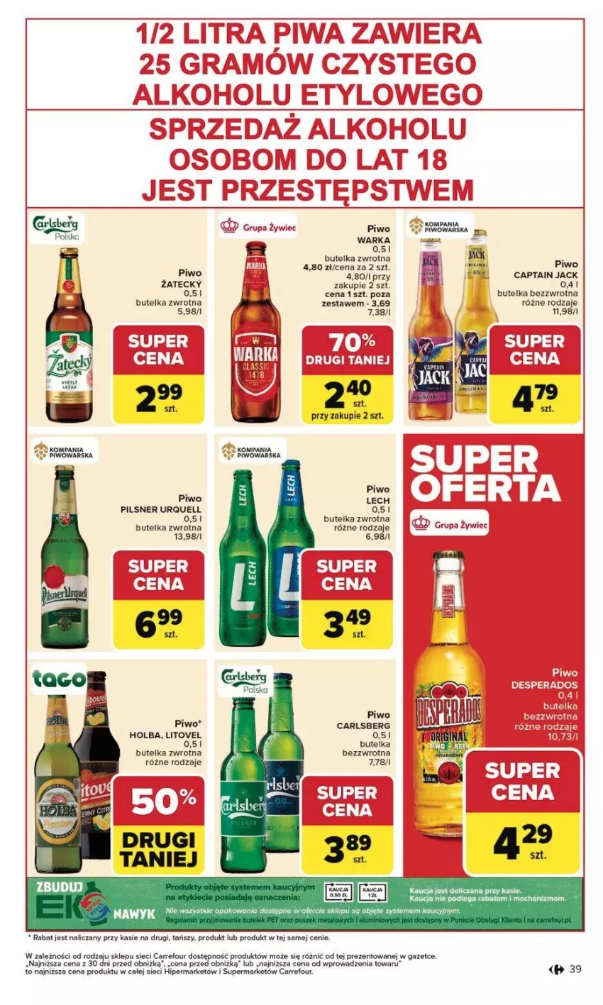Gazetka promocyjna Carrefour - Gazetka Carrefour, Market od poniedziałku! - ważna 02.02 do 07.02.2026 - strona 42 - produkty: AEG, Captain Jack, Carlsberg, Fa, Pilsner Urquell, Piwo, Warka