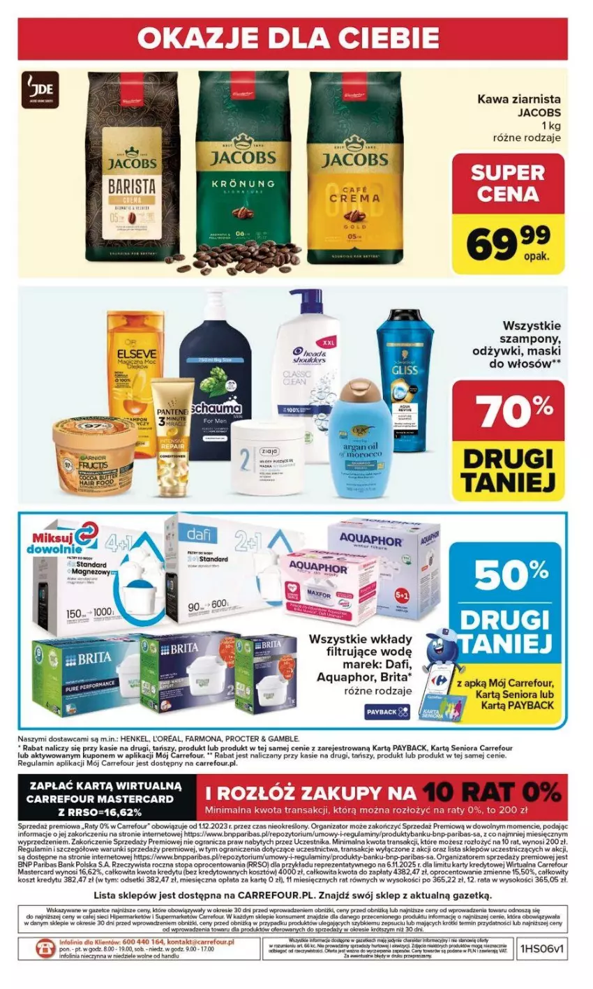 Gazetka promocyjna Carrefour - Gazetka Carrefour, Market od poniedziałku! - ważna 02.02 do 07.02.2026 - strona 43 - produkty: Aquaphor, Brit, Brita, Elseve, Fa, Gra, Jacobs, Kawa, Kawa ziarnista, Kosz, Sok, Szampon, Top, Tran