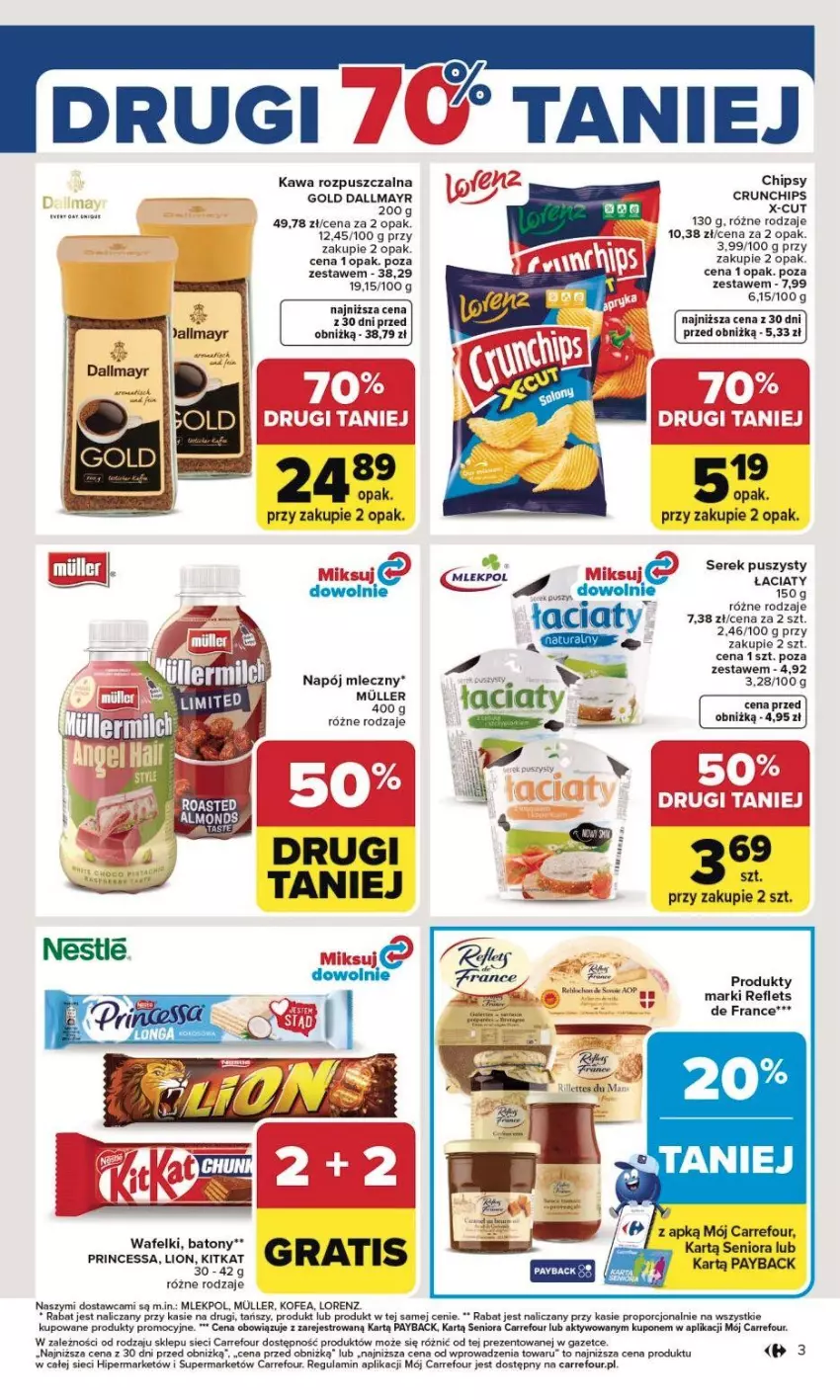 Gazetka promocyjna Carrefour - Gazetka Carrefour, Market od poniedziałku! - ważna 02.02 do 07.02.2026 - strona 6 - produkty: Baton, Chipsy, Crunchips, Dallmayr, Fa, Gra, Kawa, Kawa rozpuszczalna, Lion, Lorenz, Napój, Napój mleczny, Por, Princessa, Ser, Serek, Serek puszysty