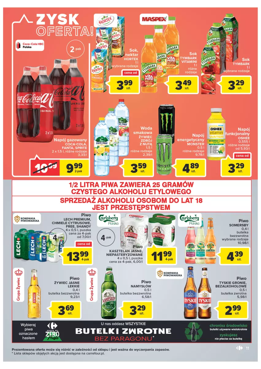 Gazetka promocyjna Carrefour - Gazetka Market Zyskoteka - ważna 15.02 do 21.02.2022 - strona 11 - produkty: HP, Kasztelan, Namysłów, Oshee, Piwo, Somersby, Tyskie