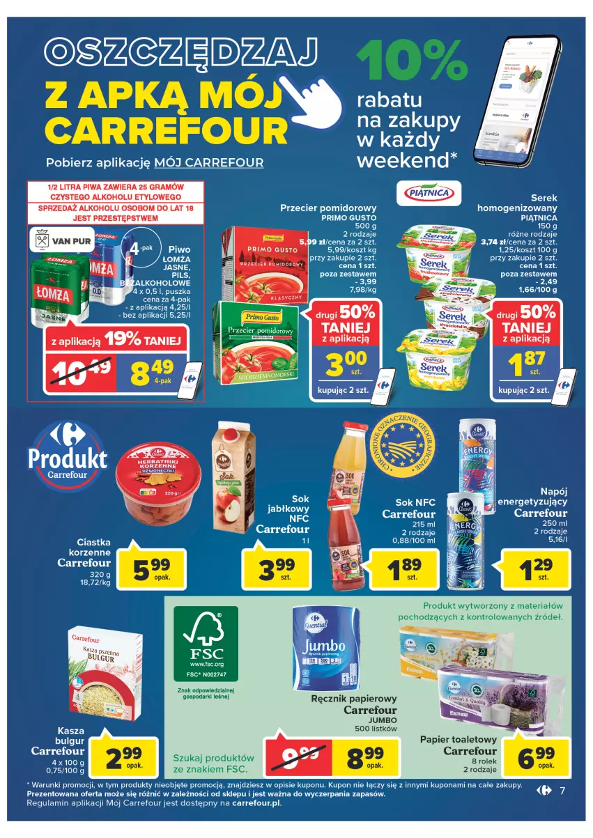 Gazetka promocyjna Carrefour - Gazetka Market Zyskoteka - ważna 15.02 do 21.02.2022 - strona 7 - produkty: Bulgur, Ciastka, Gra, Herbatniki, Kasza, Kosz, LG, Napój, Papier, Papier toaletowy, Piątnica, Piwa, Ręcznik, Ser, Serek, Sok