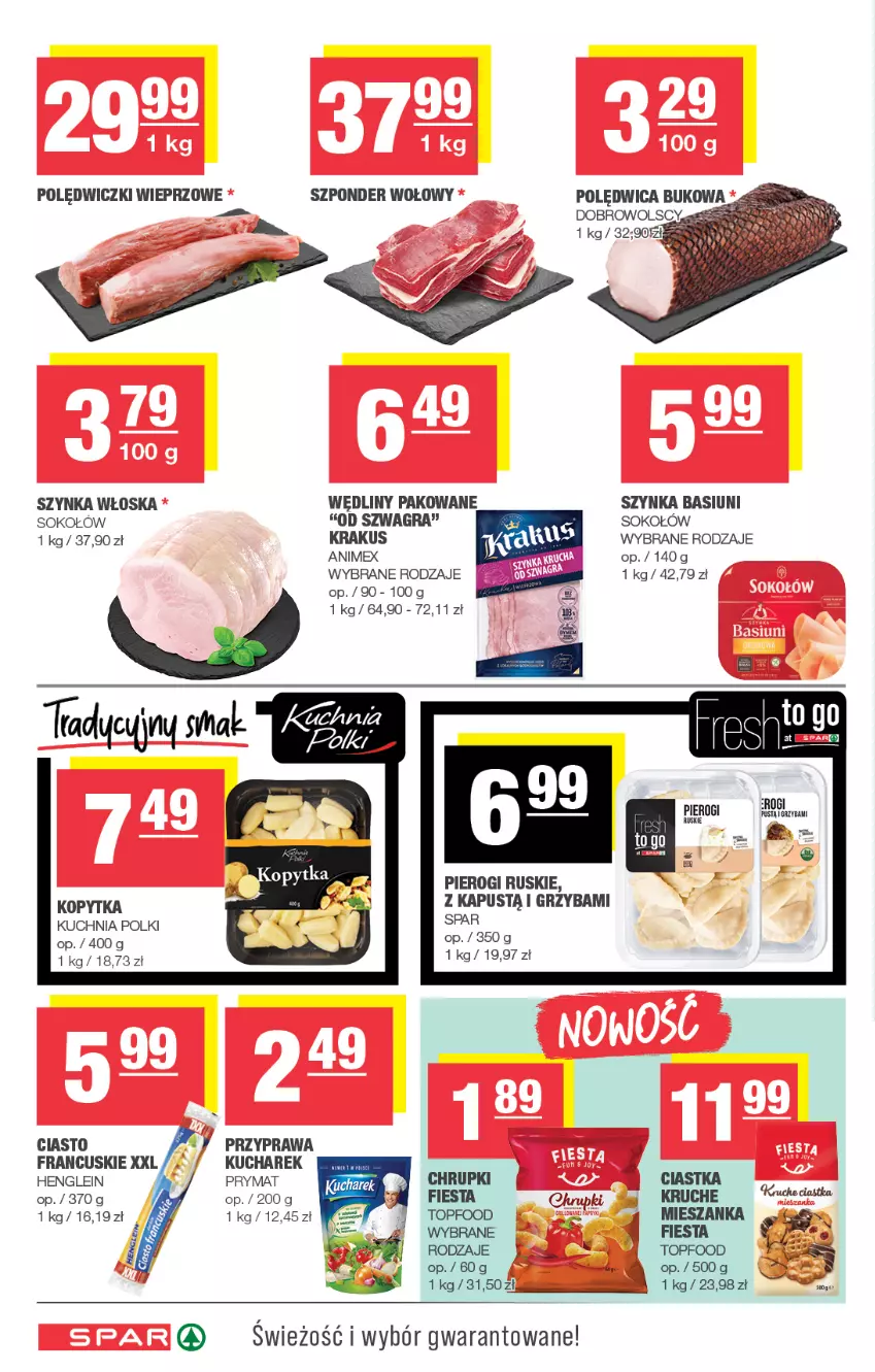 Gazetka promocyjna Spar - Spar - ważna 01.06 do 11.06.2025 - strona 4 - produkty: Chrupki, Ciastka, Gra, Kapustą, Kopytka, Krakus, Kucharek, Kuchnia, Pierogi, Prymat, Sok, Sokołów, Szynka, Top