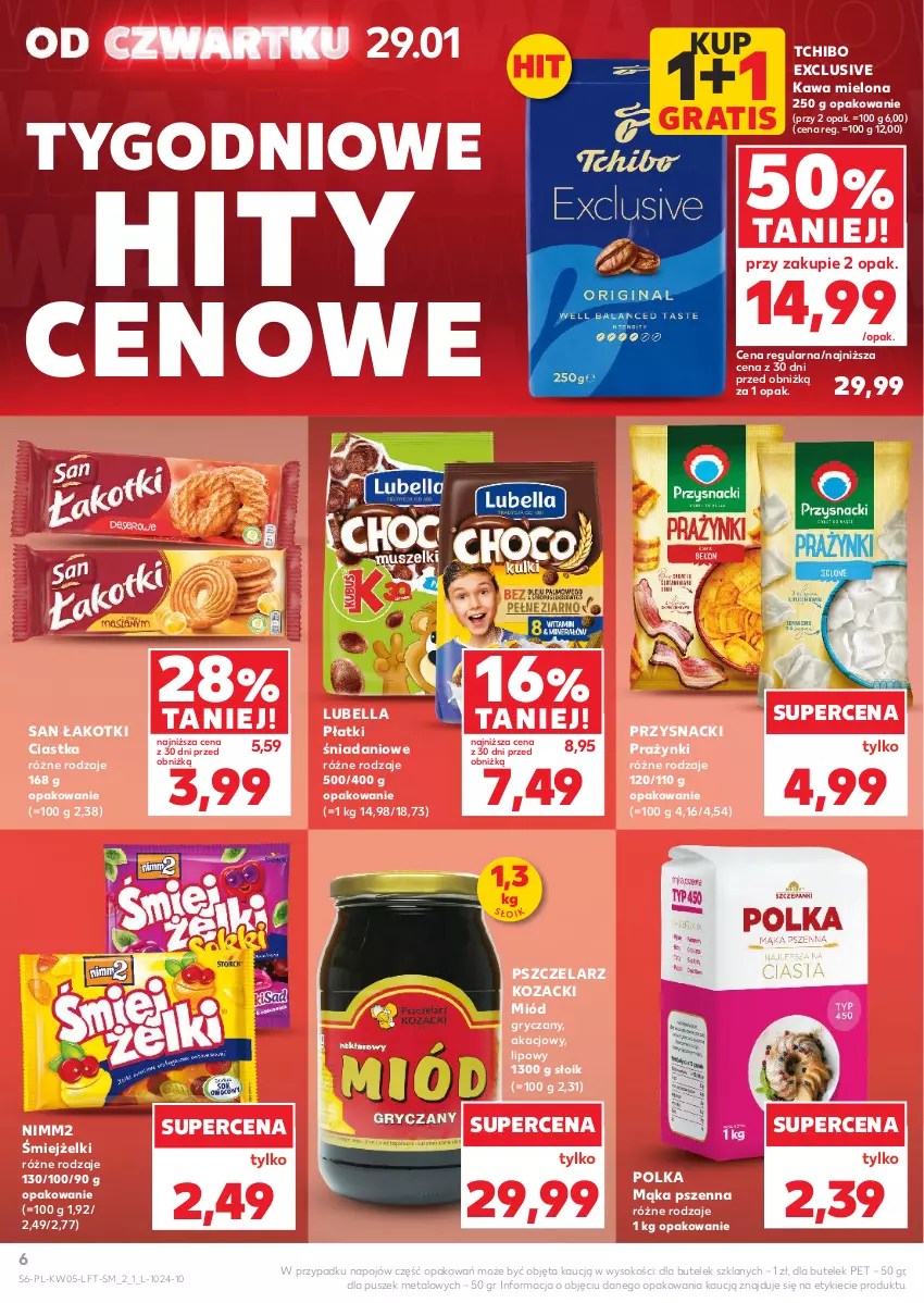 Gazetka promocyjna Kaufland - Gazetka tygodnia - ważna 29.01 do 04.02.2026 - strona 6 - produkty: Bell, Bella, Ciastka, Danio, Gra, Gry, Kawa, Kawa mielona, Lubella, Mąka, Mąka pszenna, Miód, Nimm2, Przysnacki, Sok, Tchibo