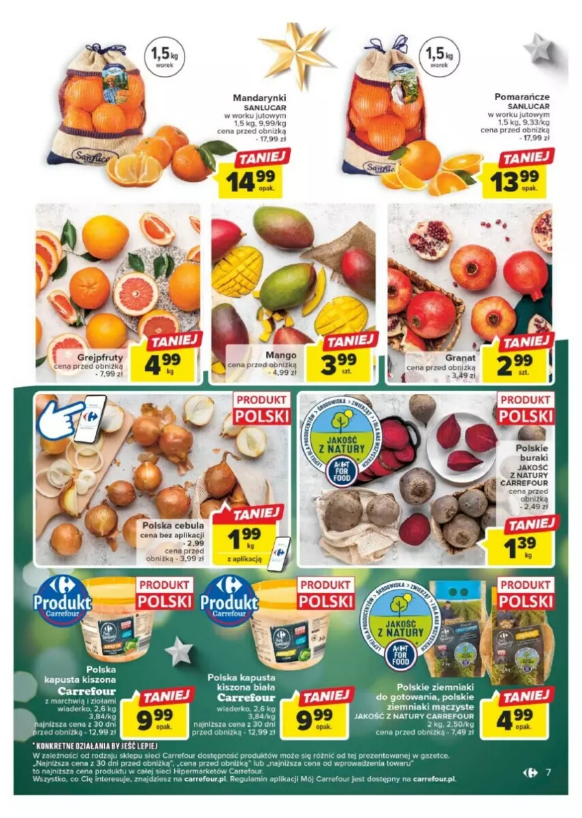 Gazetka promocyjna Carrefour - ważna 11.12 do 17.12.2023 - strona 44 - produkty: Cebula, Gra, Granat, Grejpfrut, Kret, Mandarynki, Mango, Pomarańcze, Ziemniaki