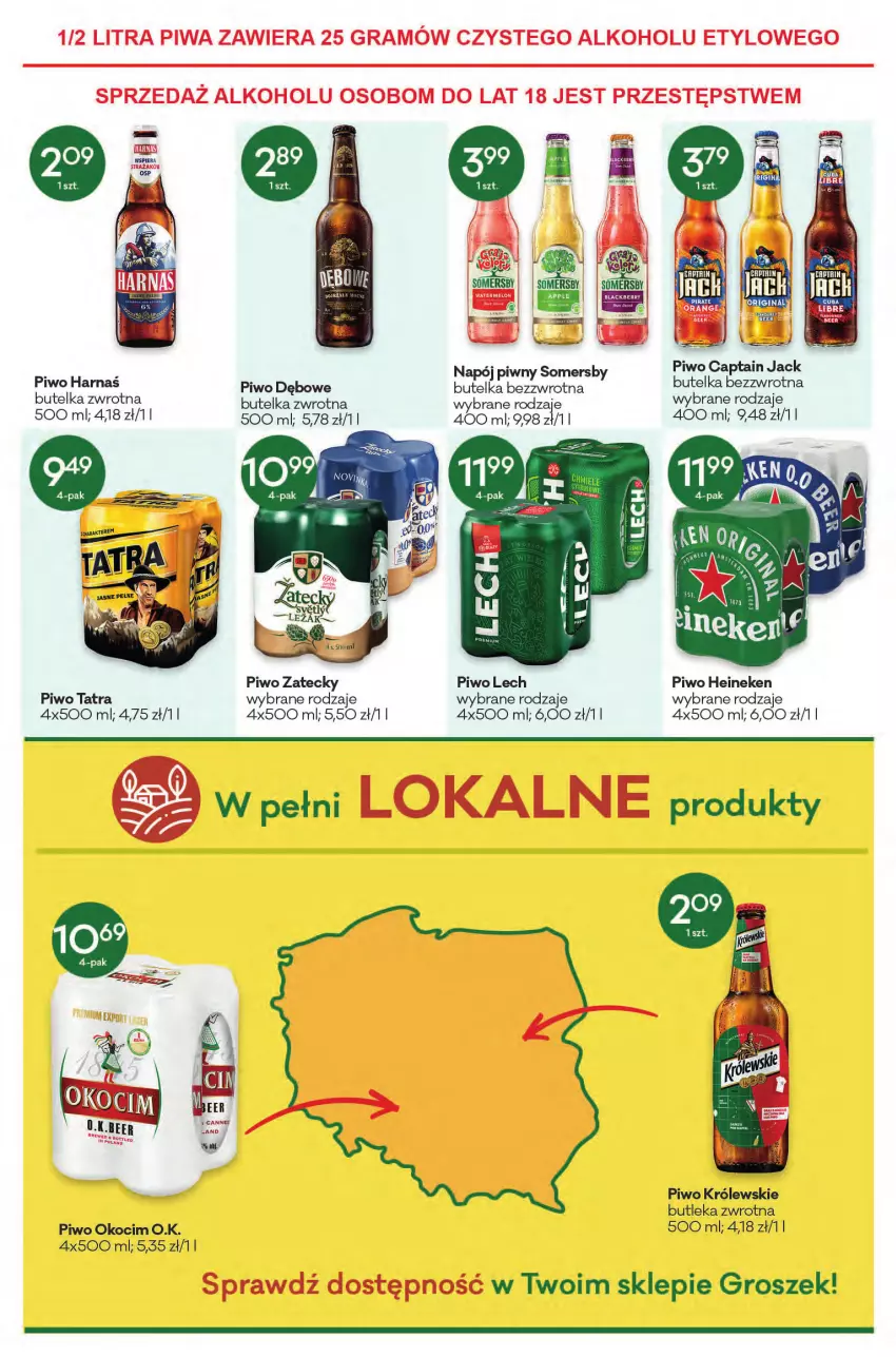 Gazetka promocyjna Groszek - ważna 28.12.2021 do 04.01.2022 - strona 10 - produkty: Captain Jack, Gra, Groszek, Harnaś, Heineken, Koc, Królewski, Napój, Okocim, Piwa, Piwo, Somersby, Tatra