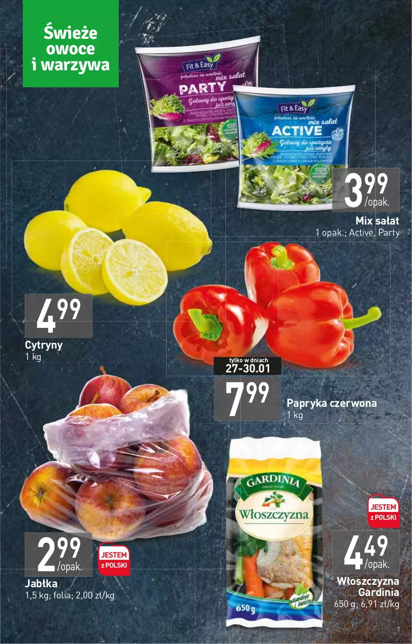 Gazetka promocyjna Stokrotka - Supermarket - ważna 27.01 do 02.02.2022 - strona 7 - produkty: Cytryny, Jabłka, Papryka, Papryka czerwona, Sałat