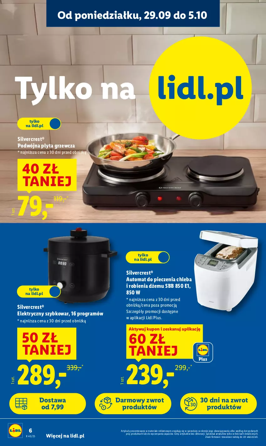 Gazetka promocyjna Lidl - GAZETKA - ważna 29.09 do 04.10.2025 - strona 10 - produkty: Automat do pieczenia chleba, Chleb, Dżem, Gra, Piec, Płyta, Silvercrest, Szybkowar
