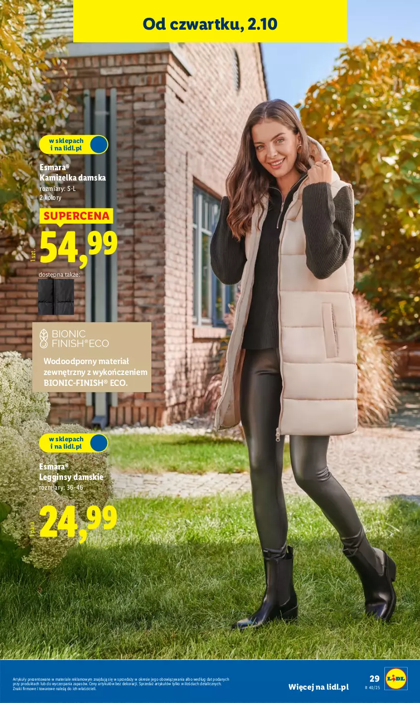 Gazetka promocyjna Lidl - GAZETKA - ważna 29.09 do 04.10.2025 - strona 39 - produkty: Finish, Gin, Kamizelka, Legginsy, Por