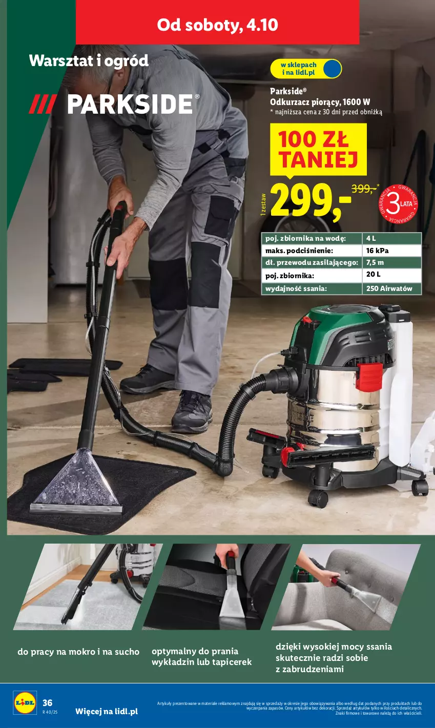 Gazetka promocyjna Lidl - GAZETKA - ważna 29.09 do 04.10.2025 - strona 46 - produkty: Odkurzacz, Ogród, Parkside, Sok