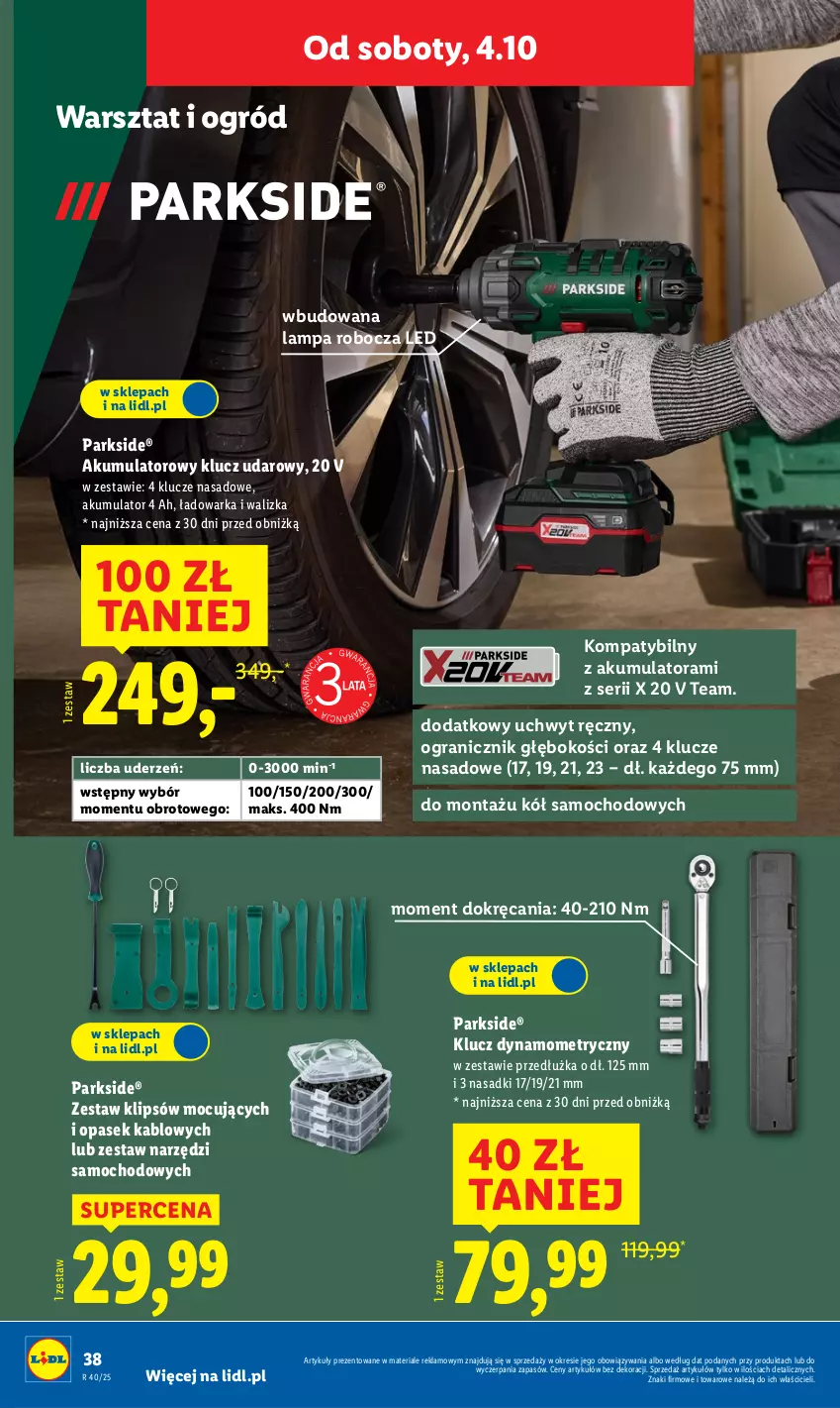 Gazetka promocyjna Lidl - GAZETKA - ważna 29.09 do 04.10.2025 - strona 48 - produkty: Akumulator, Gra, Klucz udarowy, Lampa, Lampa robocza LED, Ogród, Parkside, Pasek, Ser, Walizka, Warka, Zestaw narzędzi