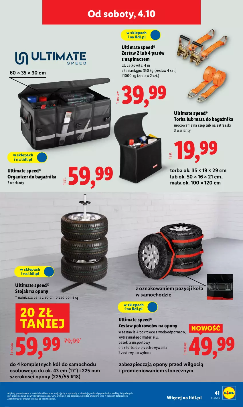 Gazetka promocyjna Lidl - GAZETKA - ważna 29.09 do 04.10.2025 - strona 51 - produkty: LG, Mata do bagażnika, O Bag, Opony, Organizer, Pasek, Piec, Por, Sport, Stojak, Torba, Tran