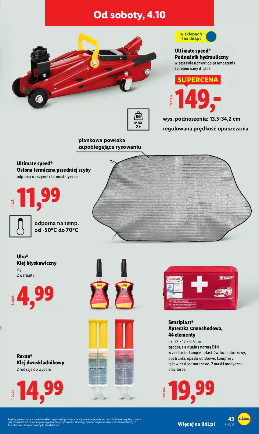 Gazetka promocyjna Lidl - GAZETKA - ważna 29.09 do 04.10.2025 - strona 53 - produkty: Apteczka samochodowa, Klej, Koc, Por, Torba, UHU