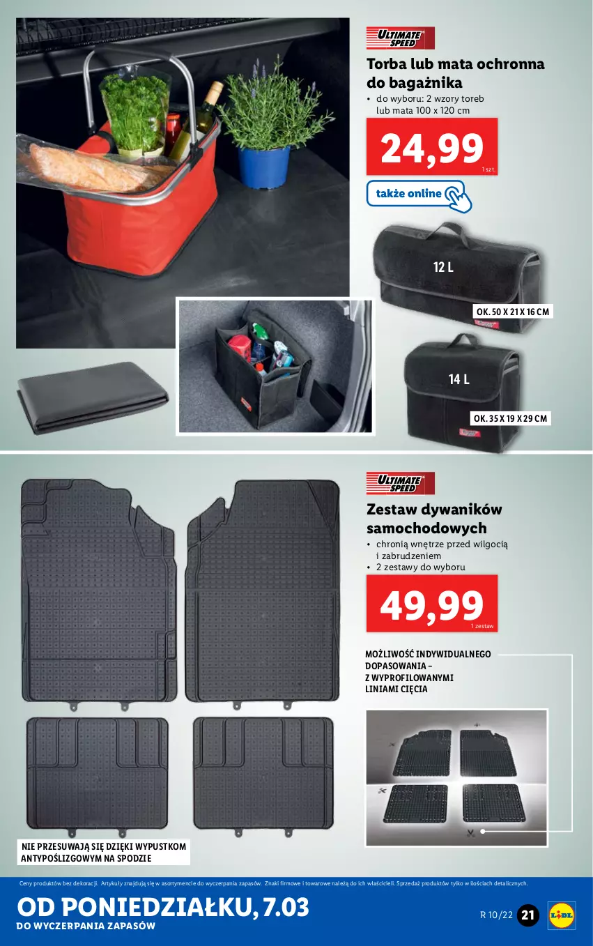 Gazetka promocyjna Lidl - GAZETKA - ważna 07.03 do 12.03.2022 - strona 21 - produkty: Dywan, Dywanik, LG, Mata ochronna, O Bag, Torba