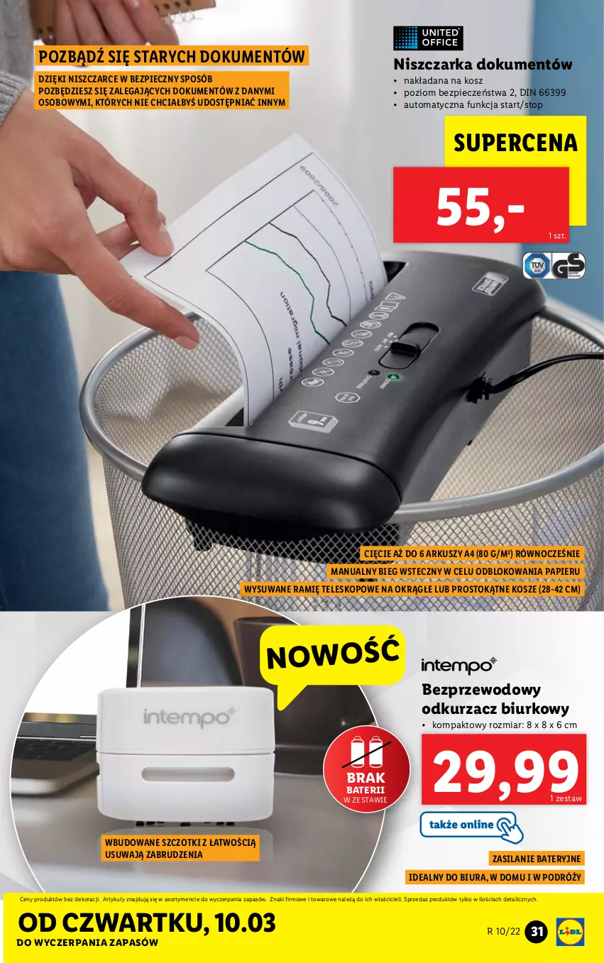 Gazetka promocyjna Lidl - GAZETKA - ważna 07.03 do 12.03.2022 - strona 31 - produkty: Biurko, Kosz, Niszczarka, Odkurzacz, Papier, Piec, Silan, Teleskop, Top