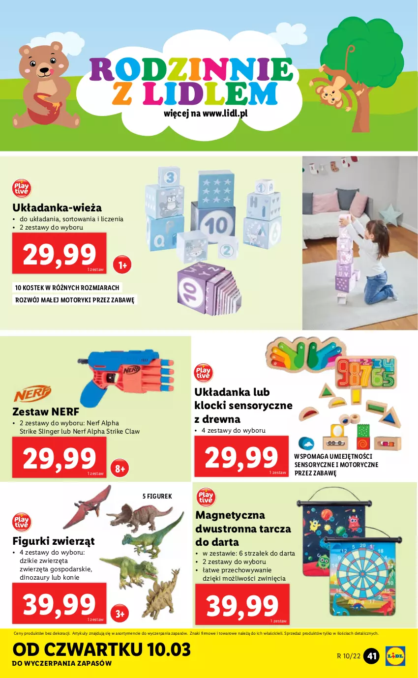 Gazetka promocyjna Lidl - GAZETKA - ważna 07.03 do 12.03.2022 - strona 41 - produkty: Dinozaur, Klocki, Nerf, Stek, Układanka, Zwierzęta