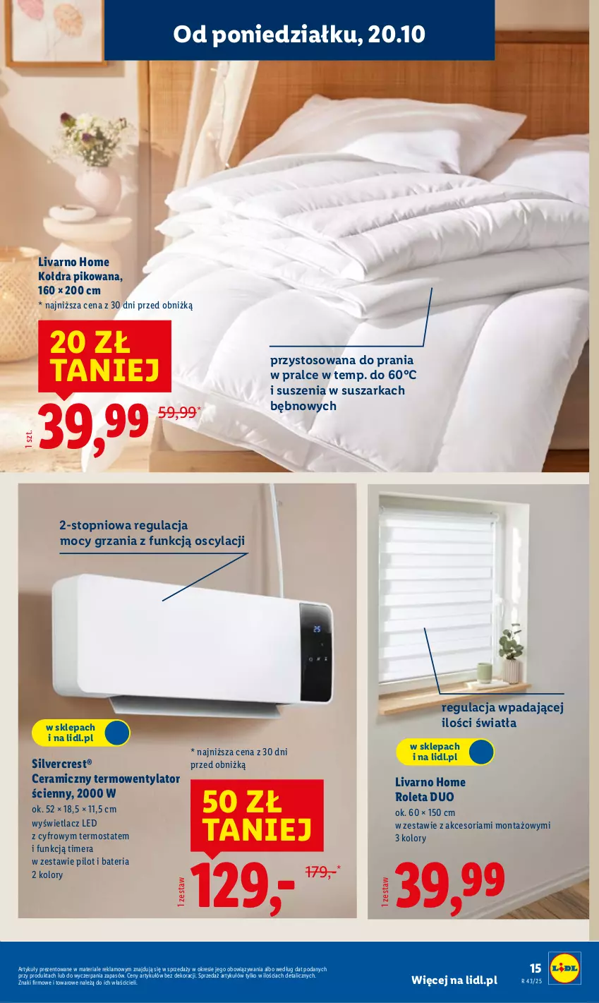 Gazetka promocyjna Lidl - GAZETKA - ważna 20.10 do 25.10.2025 - strona 19 - produkty: Bateria, Ivar, Kołdra, Roleta, Silvercrest, Suszarka, Termos, Termowentylator, Top