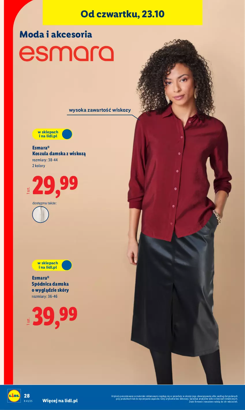 Gazetka promocyjna Lidl - GAZETKA - ważna 20.10 do 25.10.2025 - strona 32 - produkty: Kosz, Koszula, Moda, Sok, Spódnica