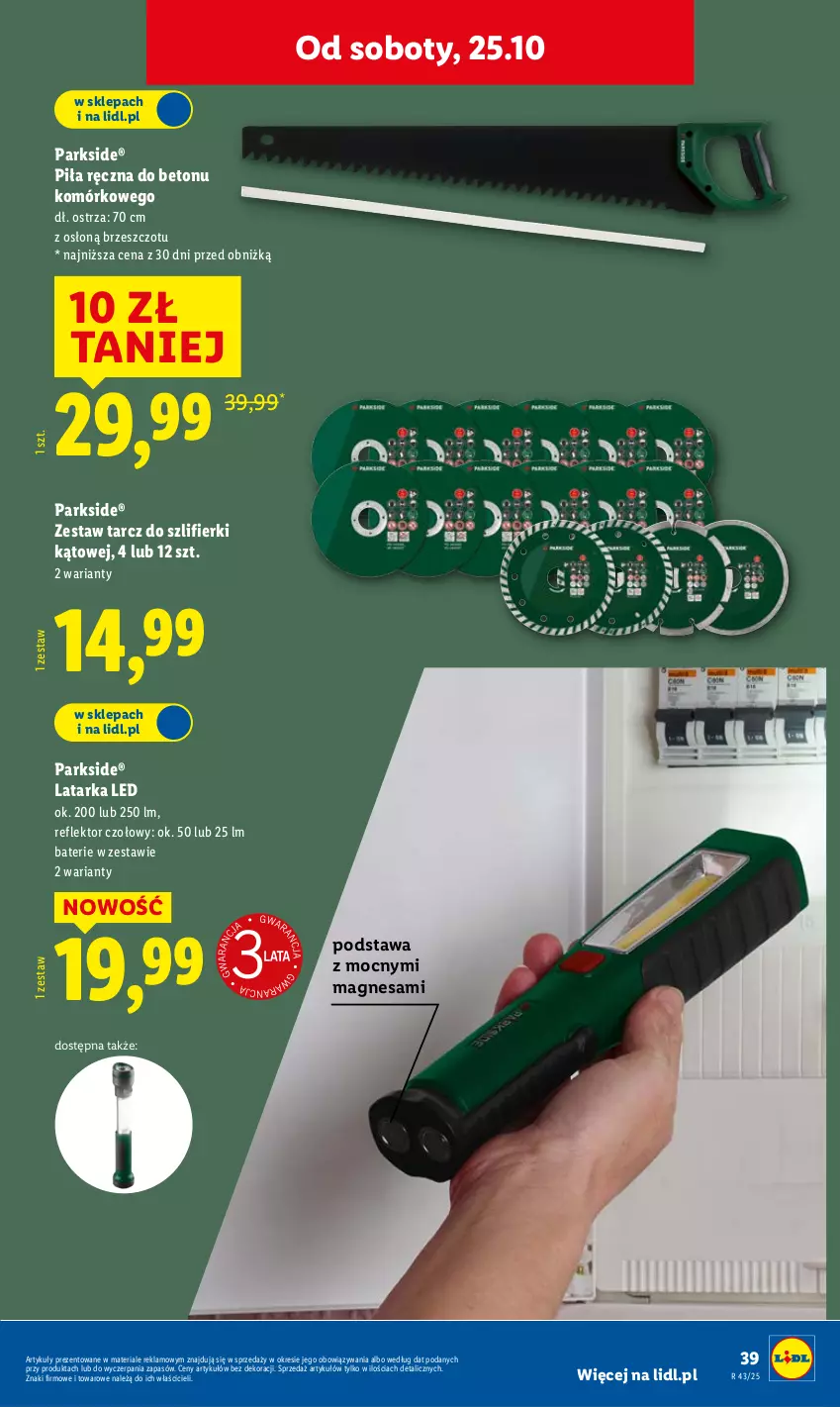 Gazetka promocyjna Lidl - GAZETKA - ważna 20.10 do 25.10.2025 - strona 43 - produkty: Latarka, Latarka LED, Parkside, Reflektor, Tarka