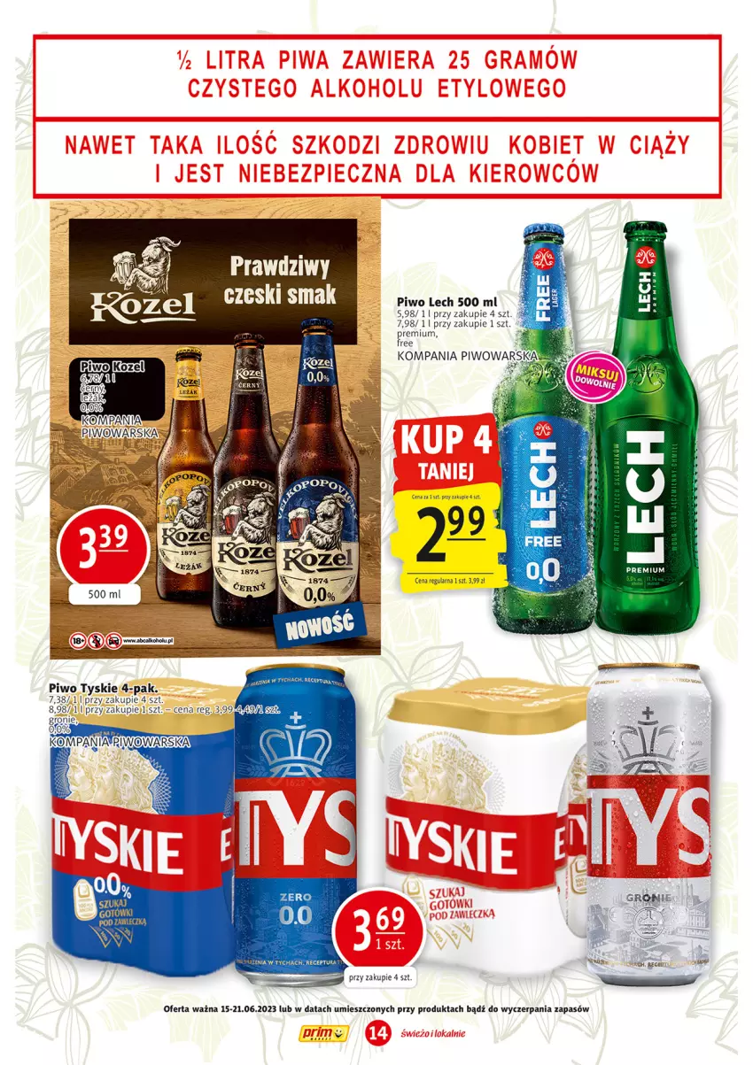 Gazetka promocyjna Prim Market - ważna 15.06 do 21.06.2023 - strona 14 - produkty: Piwo, Tyskie