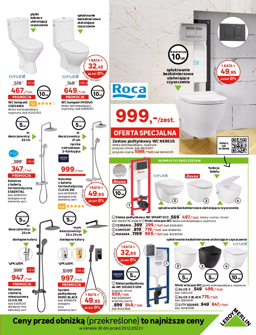 Gazetka promocyjna Leroy Merlin - Gazetka Leroy Merlin - ważna 29.12.2022 do 17.01.2023 - strona 5 - produkty: Brodzik, Deska wolnoopadająca, Fa, Klej, Kosz, Lack, Pokrywa, Ramka, Ser, Sok, Syfon, Termos, Wanna, Zestaw podtynkowy WC