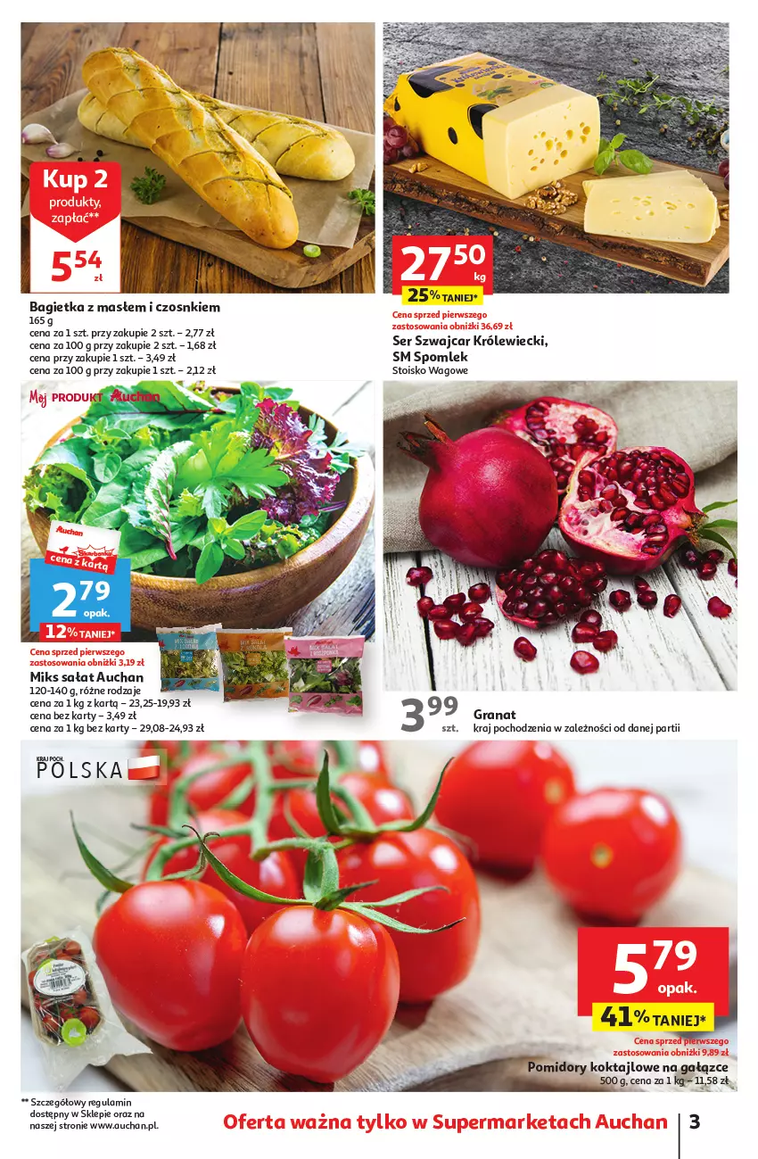 Gazetka promocyjna Auchan - Gazetka Oferta tygodnia Supermarket Auchan - ważna 07.09 do 13.09.2023 - strona 3 - produkty: Bagietka, Gra, Granat, Sałat, Ser, Tera