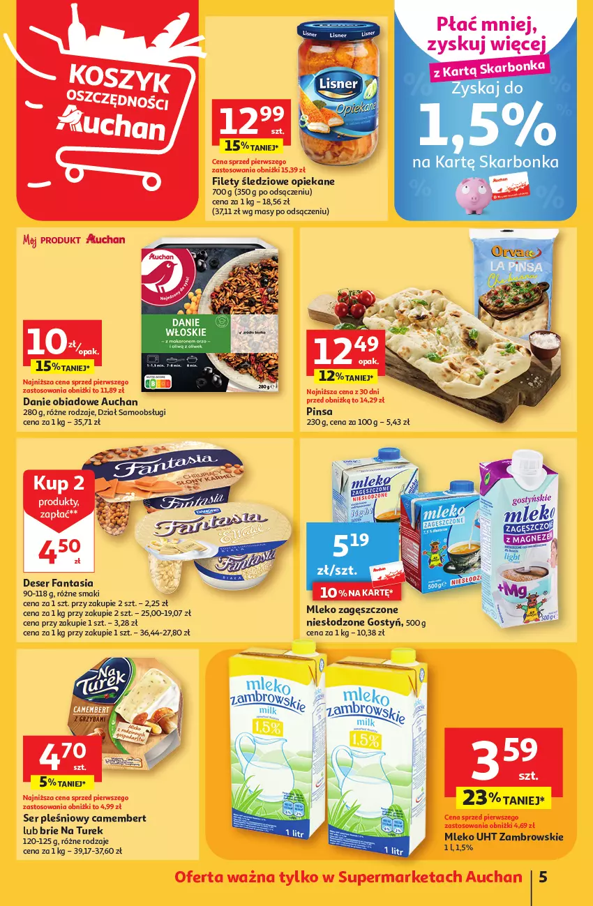 Gazetka promocyjna Auchan - Gazetka Oferta tygodnia Supermarket Auchan - ważna 07.09 do 13.09.2023 - strona 5 - produkty: Brie, Camembert, Deser, Fa, Fanta, Mleko, Mleko zagęszczone, Ser, Ser pleśniowy