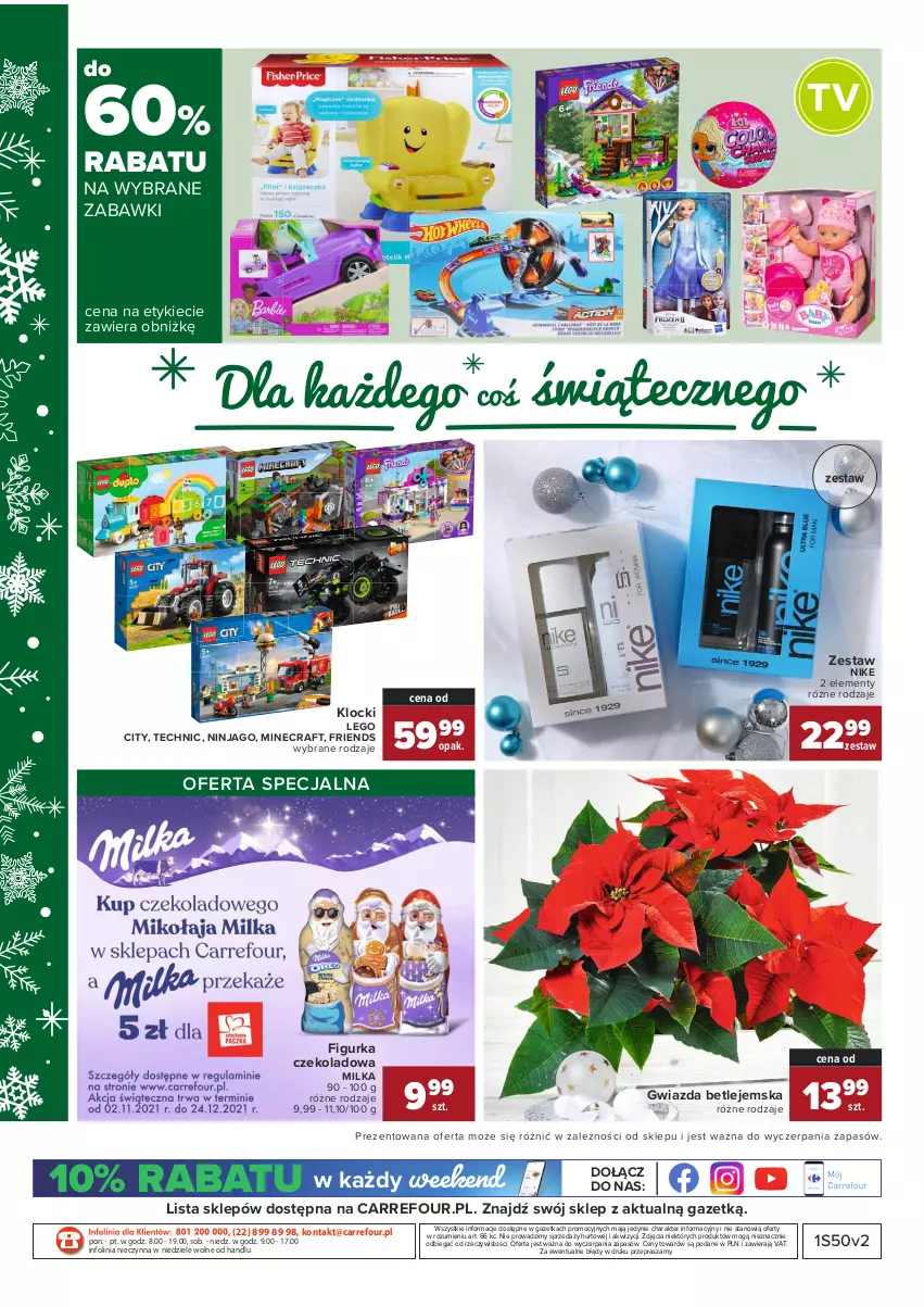 Gazetka promocyjna Carrefour - Gazetka Market Okazje grudnia - ważna 01.12 do 31.12.2021 - strona 21 - produkty: Gwiazda, Klocki, LEGO, LEGO City, Milka, Minecraft, Nike, O nas