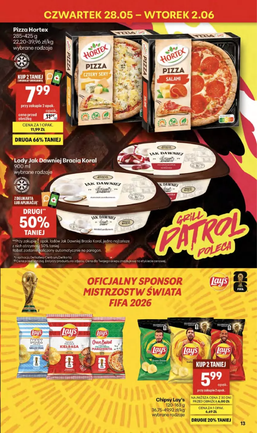 Gazetka promocyjna Delikatesy Centrum - Franczyza DC22 Czwartek - ważna 28.05 do 10.06.2026 - strona 13 - produkty: Hortex, Lody, Pizza, Rum