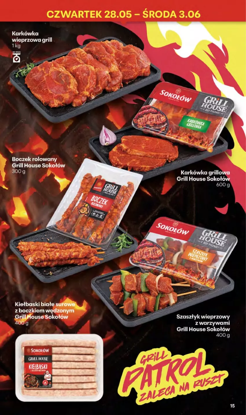 Gazetka promocyjna Delikatesy Centrum - Franczyza DC22 Czwartek - ważna 28.05 do 10.06.2026 - strona 15 - produkty: Boczek, Grill, Karkówka wieprzowa, Sok, Sokołów, Warzywa