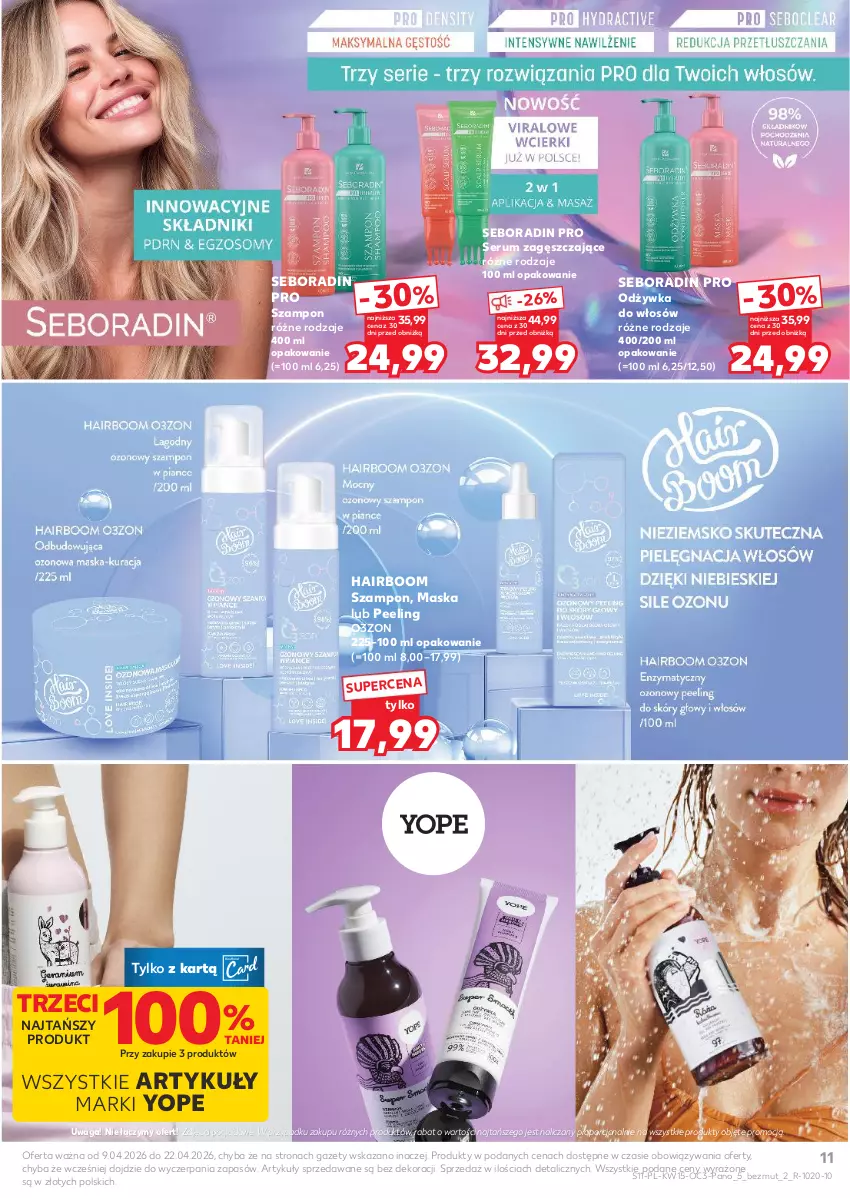 Gazetka promocyjna Kaufland - Kaufland - ważna 09.04 do 22.04.2026 - strona 11 - produkty: Maska, Odżywka, Peeling, Por, Rum, Seboradin, Ser, Serum, Szampon, Waga, Yope