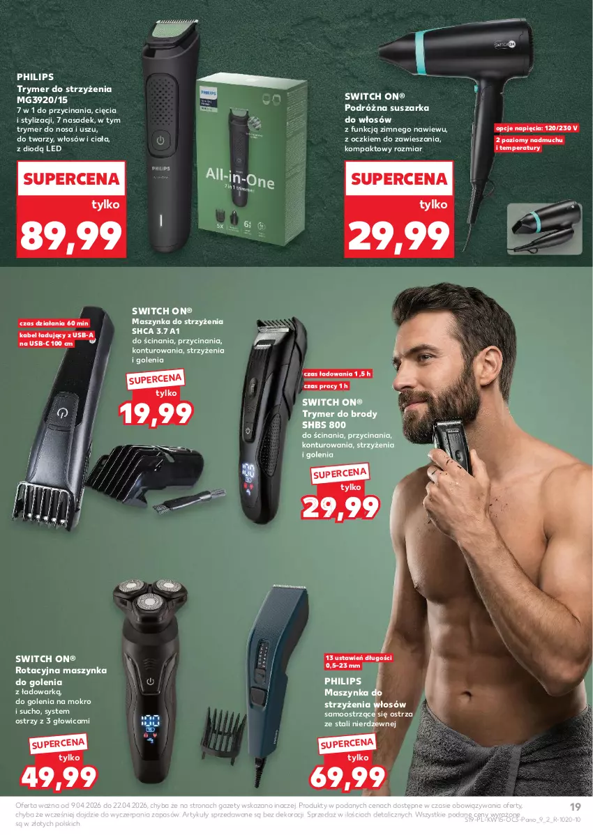 Gazetka promocyjna Kaufland - Kaufland - ważna 09.04 do 22.04.2026 - strona 19 - produkty: Maszynka, Maszynka do golenia, Philips, Suszarka, Szynka