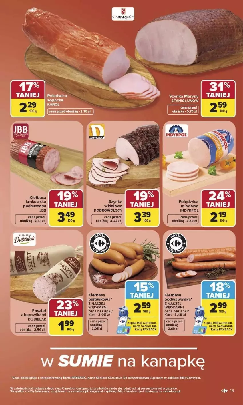 Gazetka promocyjna Carrefour - Gazetka Carrefour, Market w SUMIE najlepszy, od poniedziałku - ważna 03.08 do 08.08.2026 - strona 21 - produkty: Fa, Kiełbasa, Kiełbasa krakowska, Pasztet, Polędwica, Szynka, Wawel