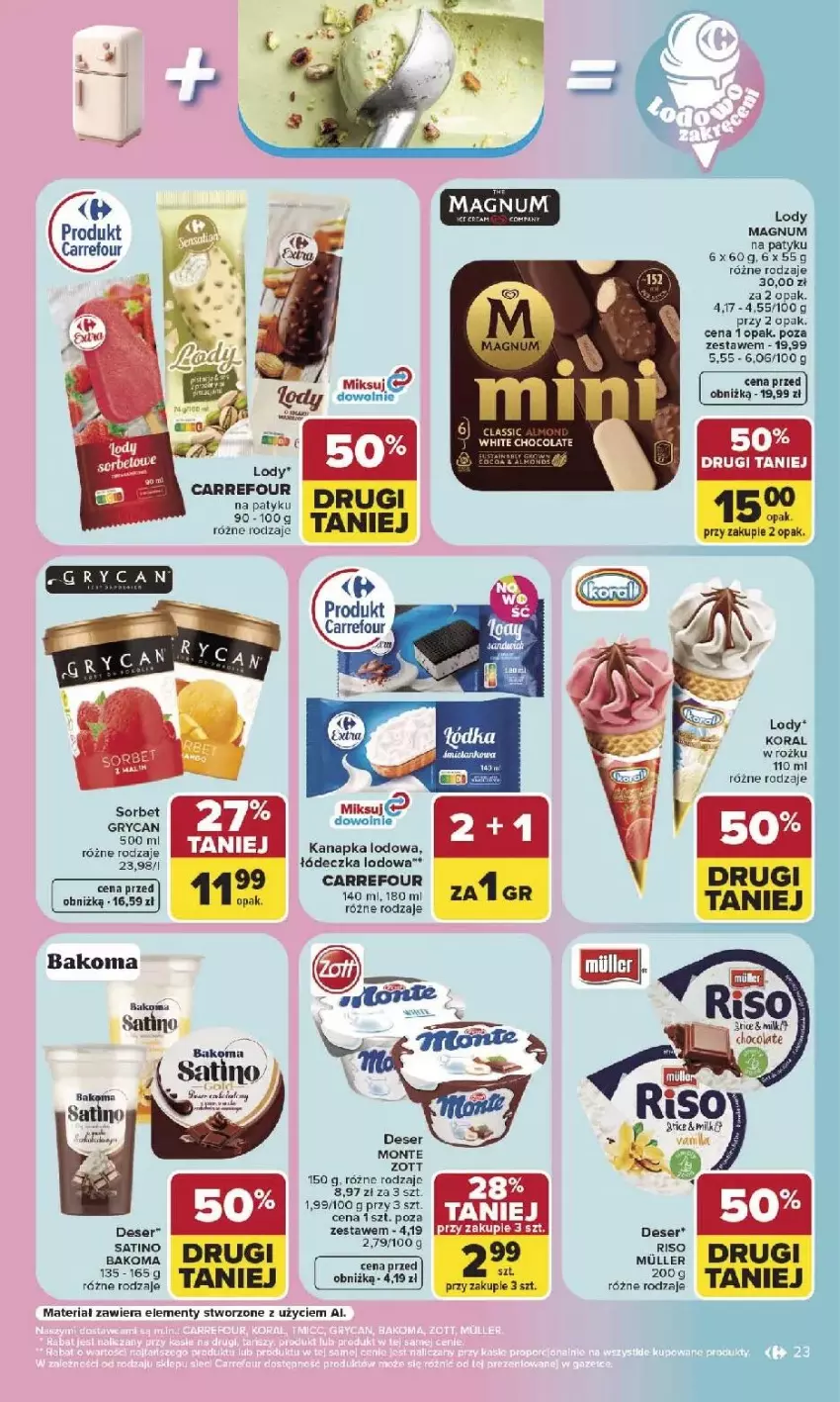 Gazetka promocyjna Carrefour - Gazetka Carrefour, Market w SUMIE najlepszy, od poniedziałku - ważna 03.08 do 08.08.2026 - strona 25 - produkty: Bakoma, Deser, Fa, Gry, Lody, Monte, Sati, Ser, Zott