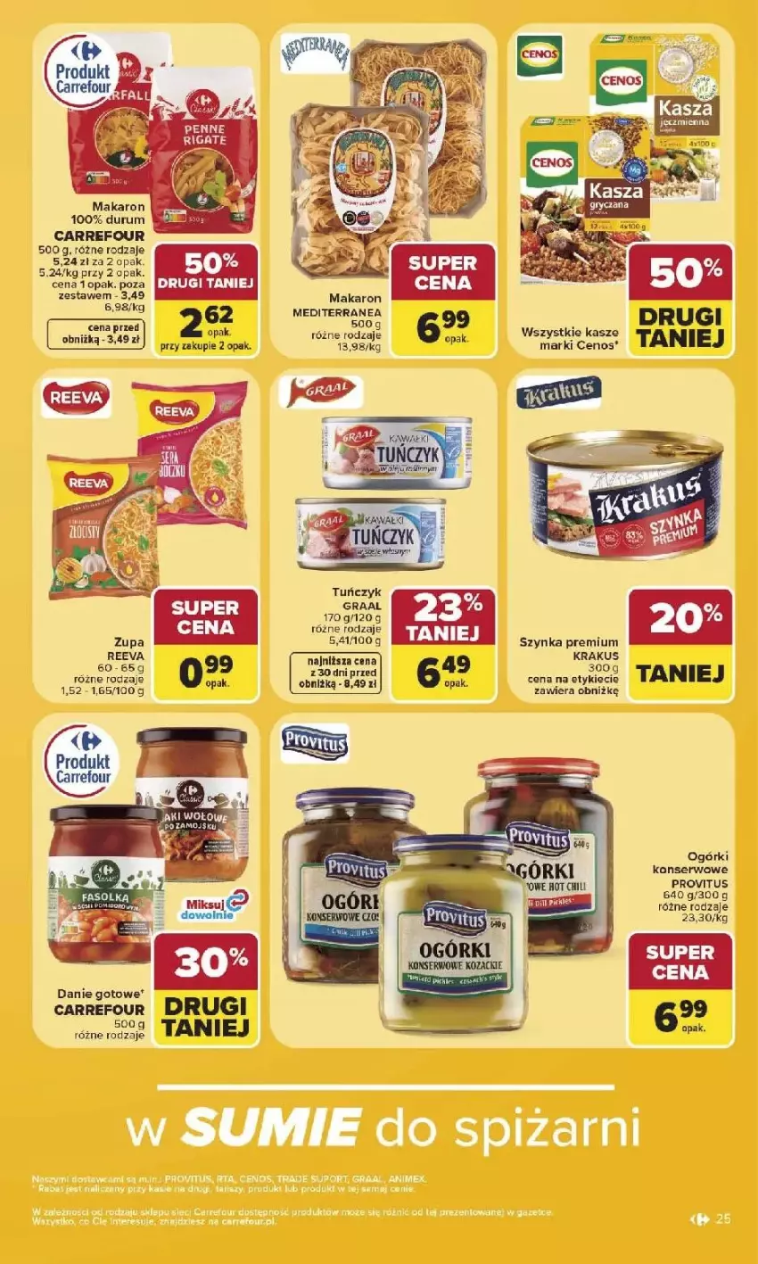 Gazetka promocyjna Carrefour - Gazetka Carrefour, Market w SUMIE najlepszy, od poniedziałku - ważna 03.08 do 08.08.2026 - strona 27 - produkty: Cenos, Danie gotowe, Gra, Graal, Krakus, Makaron, Ogórki konserwowe, Rum, Ser, Szynka, Szynka premium, Tuńczyk