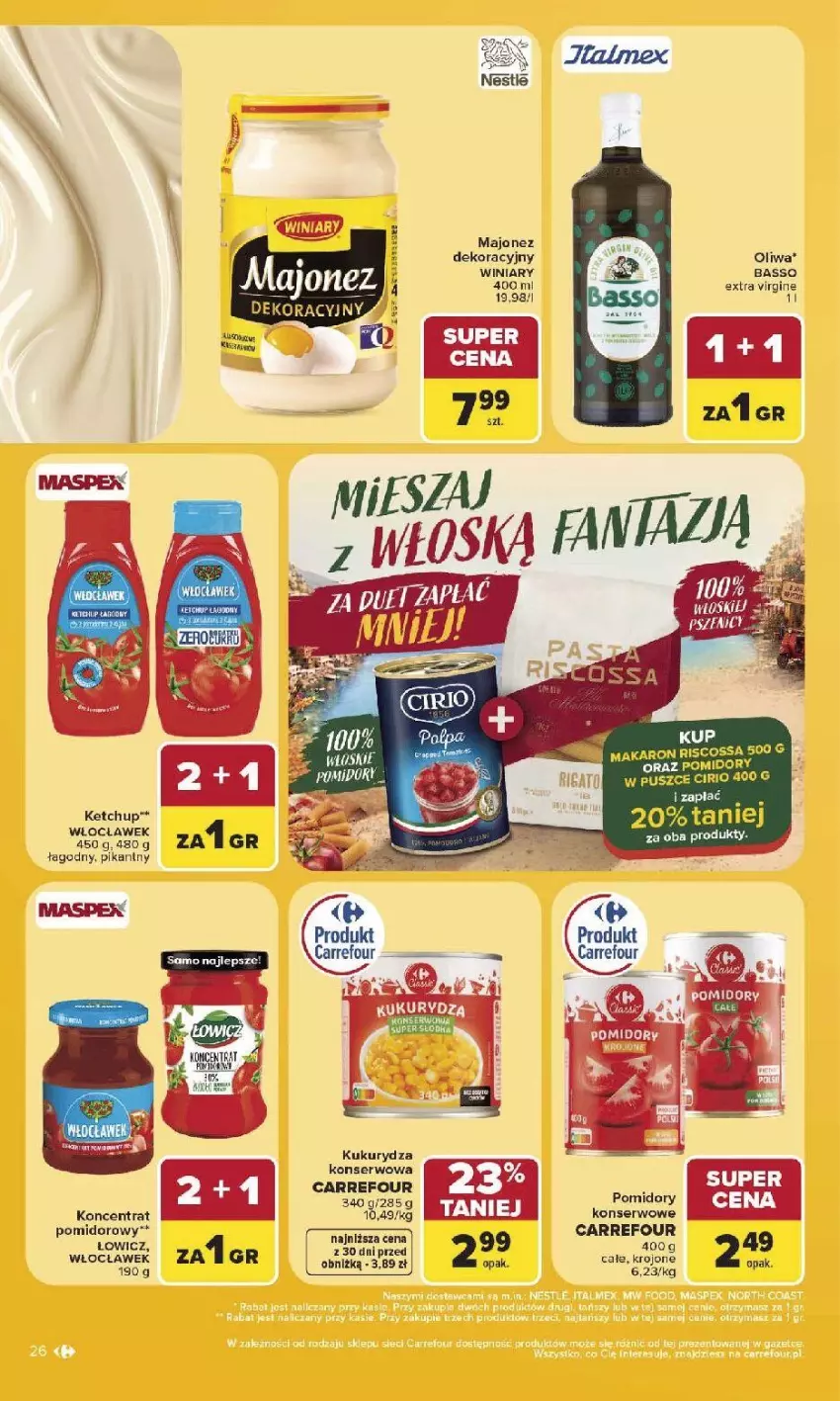 Gazetka promocyjna Carrefour - Gazetka Carrefour, Market w SUMIE najlepszy, od poniedziałku - ważna 03.08 do 08.08.2026 - strona 28 - produkty: Fa, Fanta, Gin, Ketchup, Kukurydza, Kukurydza konserwowa, Majonez, Oliwa, Pomidory, Ser, Winiary