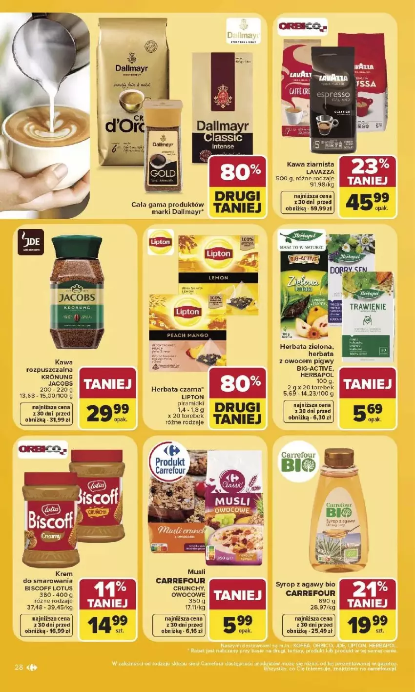 Gazetka promocyjna Carrefour - Gazetka Carrefour, Market w SUMIE najlepszy, od poniedziałku - ważna 03.08 do 08.08.2026 - strona 30 - produkty: Herbapol, Herbata, Herbata czarna, Jacobs, Kawa, Kawa ziarnista, Lavazza, Lipton, Mus, Owoce, Stek
