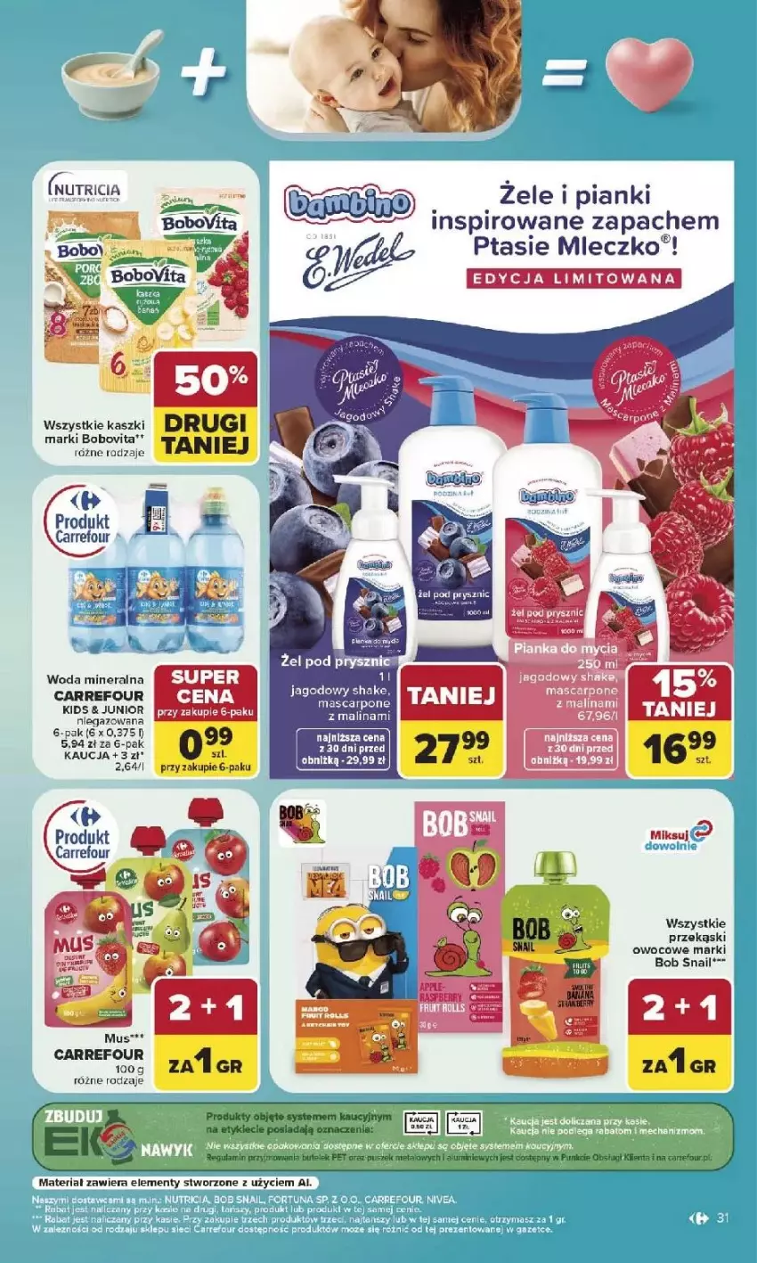 Gazetka promocyjna Carrefour - Gazetka Carrefour, Market w SUMIE najlepszy, od poniedziałku - ważna 03.08 do 08.08.2026 - strona 33 - produkty: BoboVita, Fa, Mascarpone, Mleczko, Ptasie mleczko, Sos