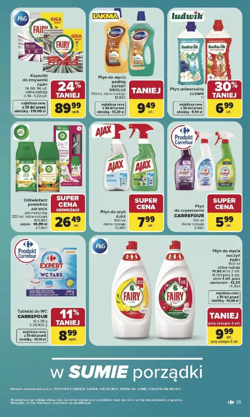 Gazetka promocyjna Carrefour - Gazetka Carrefour, Market w SUMIE najlepszy, od poniedziałku - ważna 03.08 do 08.08.2026 - strona 37 - produkty: Air Wick, Ajax, Colgate, Fa, Fairy, LG, Odświeżacz powietrza, Palmolive, Płyn do mycia, Płyn do szyb, Por, Sidolux, Tablet, Zmywarki
