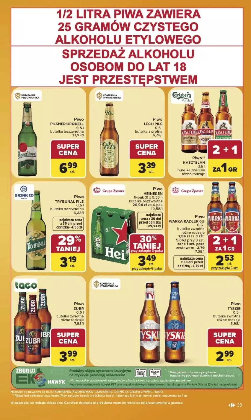 Gazetka promocyjna Carrefour - Gazetka Carrefour, Market w SUMIE najlepszy, od poniedziałku - ważna 03.08 do 08.08.2026 - strona 41 - produkty: Fa, Heineken, Kasztelan, Piwo, Radler, Tyskie, Warka