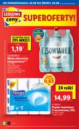 Gazetka promocyjna Lidl - GAZETKA - Gazetka - ważna od 04.08 do 04.08.2021 - strona 4 - produkty: Papier, Papier toaletowy, Rolki, Woda mineralna, Flora, Woda, Cisowianka