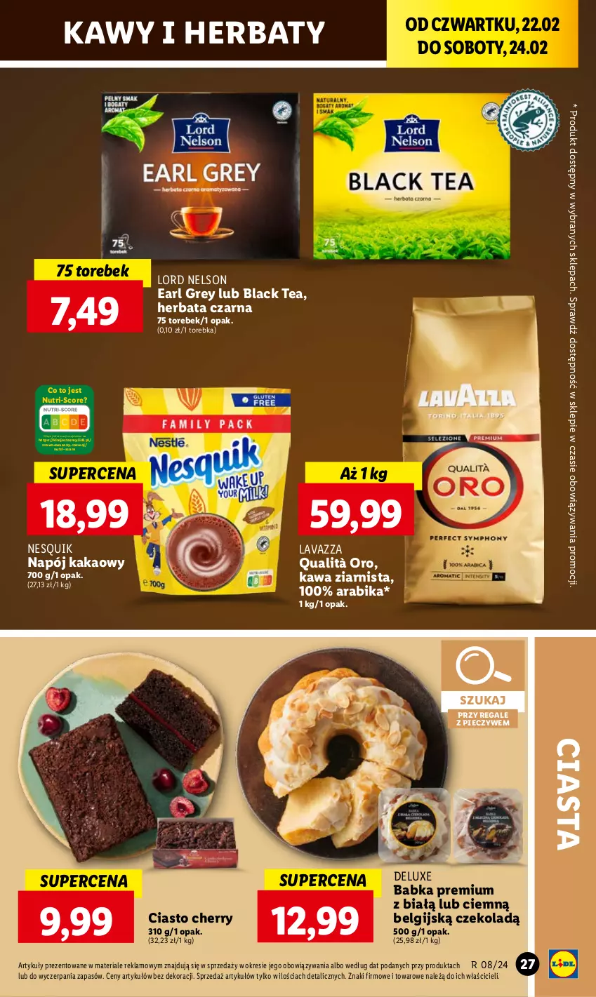 Gazetka promocyjna Lidl - GAZETKA - ważna 22.02 do 24.02.2024 - strona 35 - produkty: Babka, Earl Grey, Herbata, Herbata czarna, Kakao, Kawa, Kawa ziarnista, Lack, Lavazza, LG, Napój, Nesquik, Piec, Torebka, Wazon