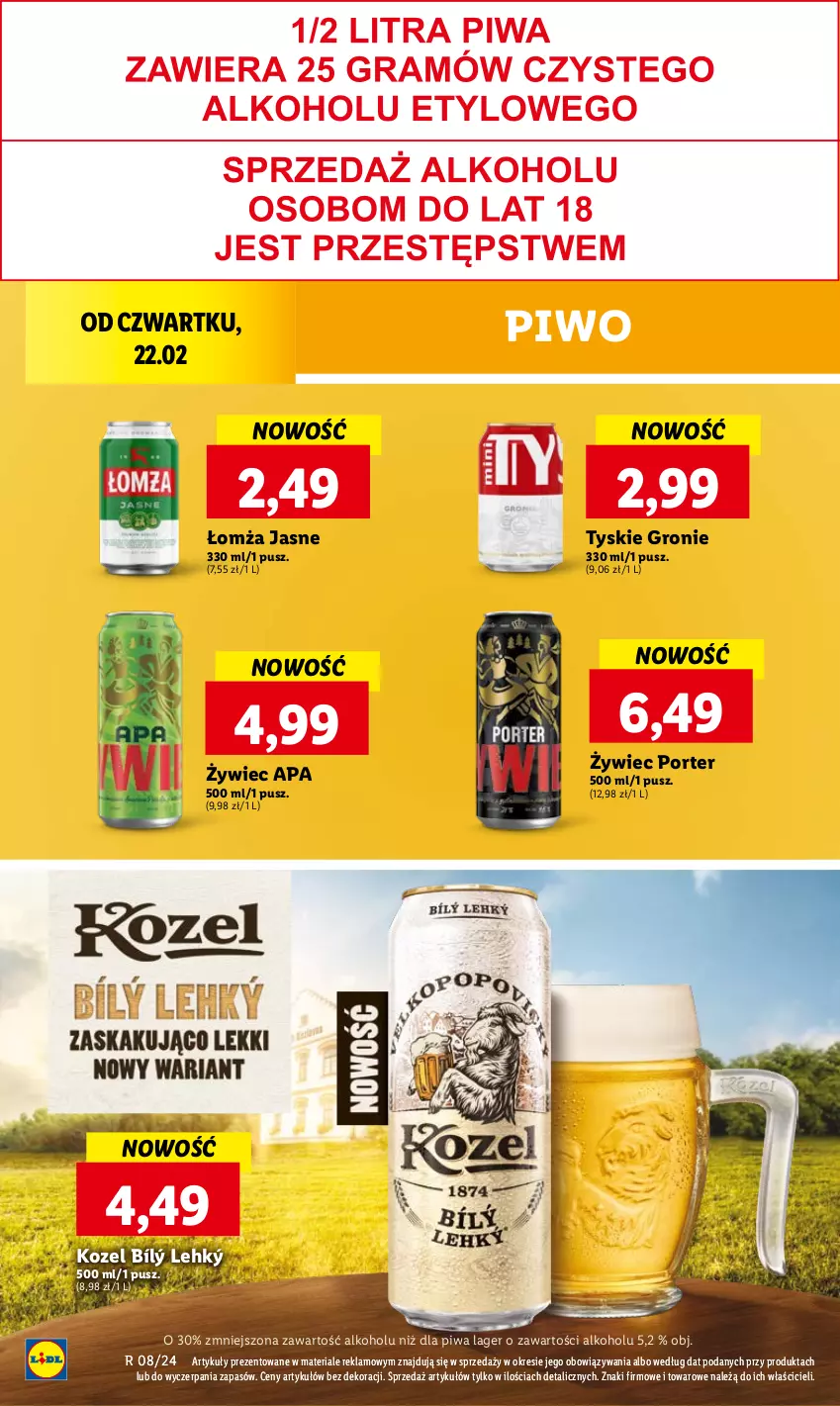 Gazetka promocyjna Lidl - GAZETKA - ważna 22.02 do 24.02.2024 - strona 40 - produkty: Kozel, Piwa, Piwo, Por, Tyskie