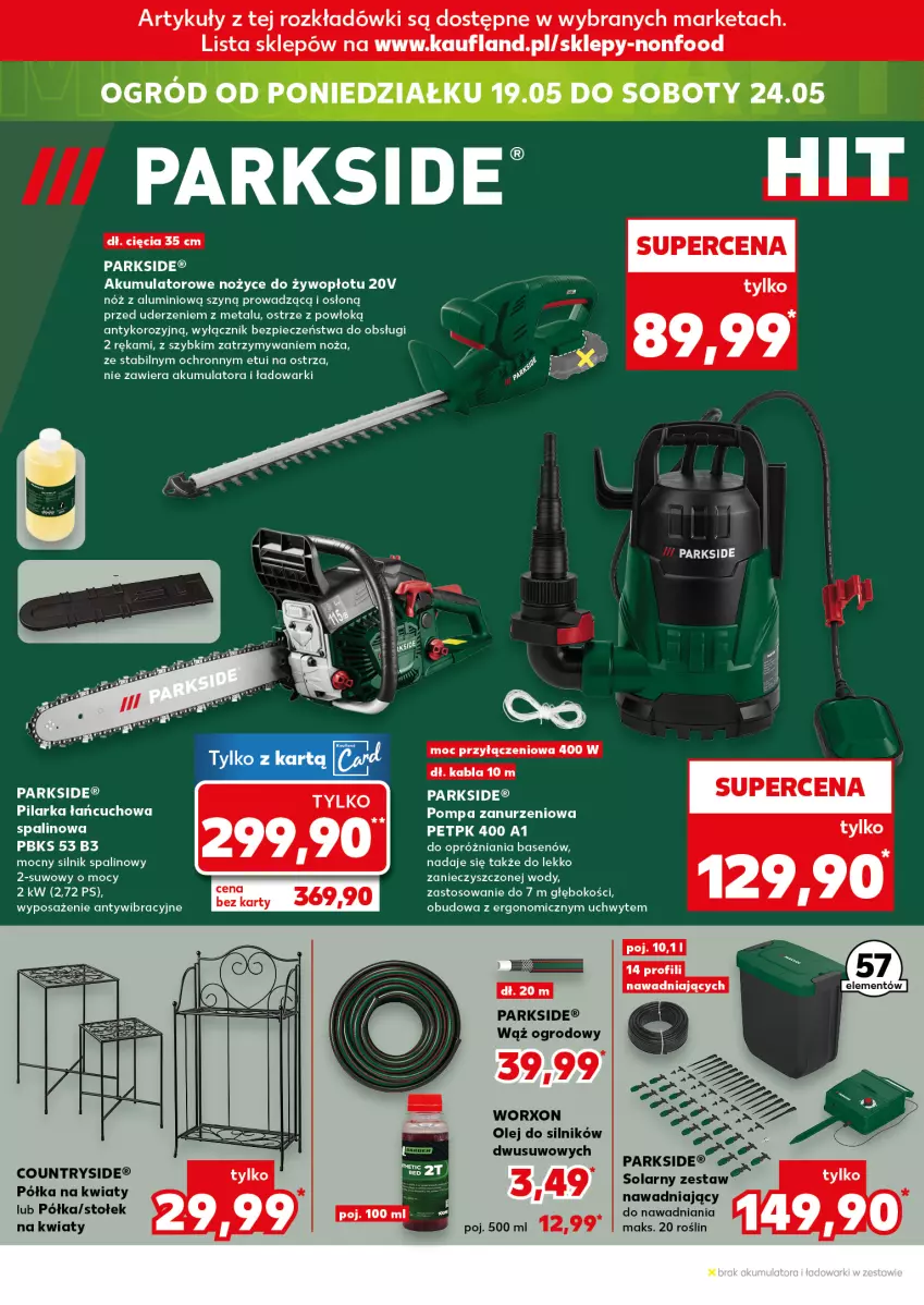Gazetka promocyjna Kaufland - Mocny Start - ważna 19.05 do 21.05.2025 - strona 24 - produkty: Akumulator, Noż, Nożyce, Ogród, Olej, Parkside, Piec, Półka, Stołek